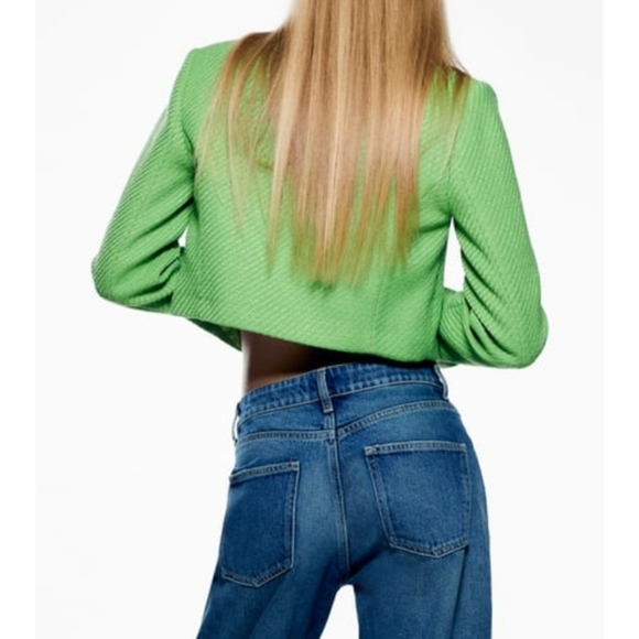 NWT Zara Cropped Textured Tweed Tailored Blazer Jacket - Picture 4 of 8